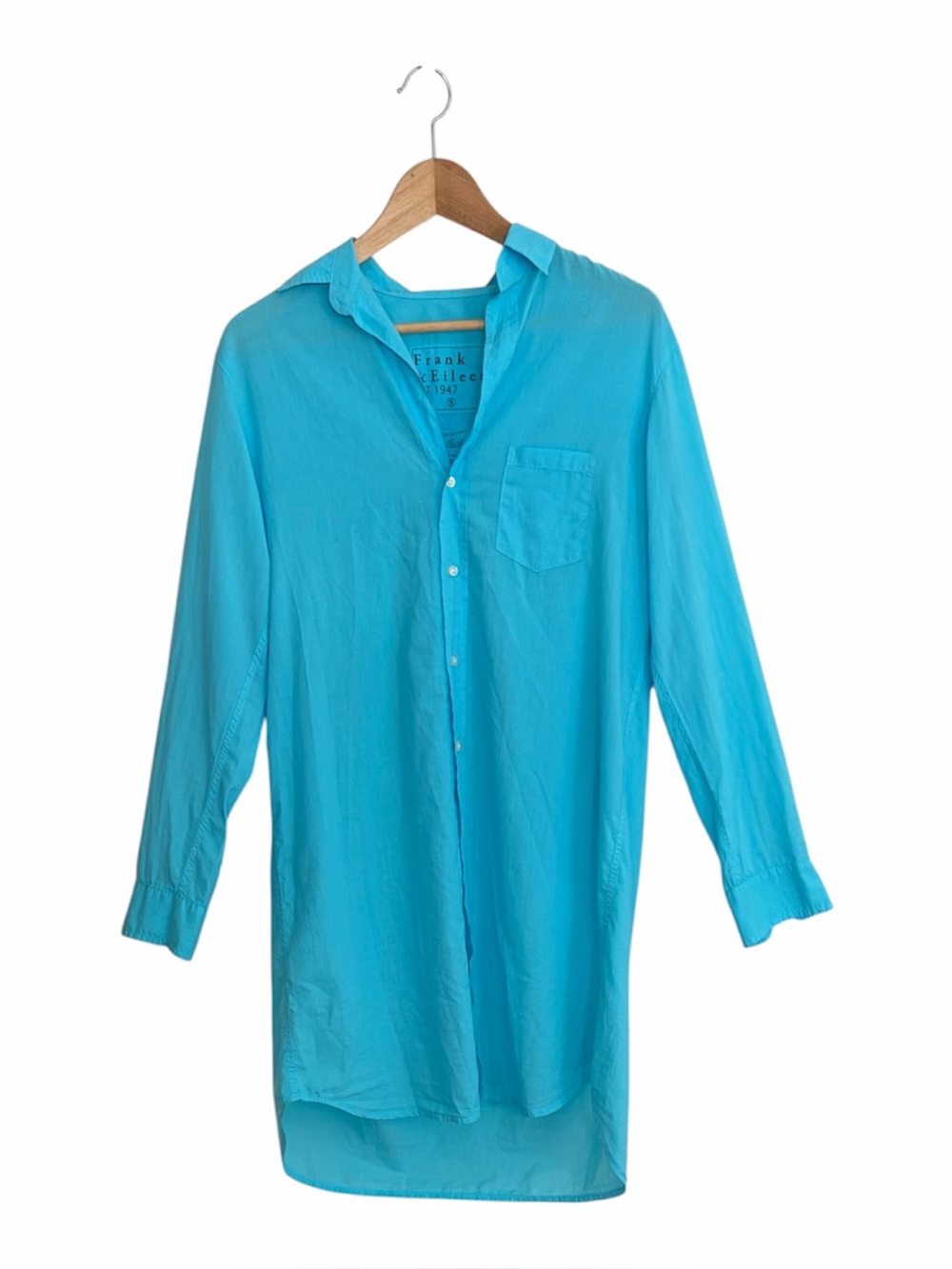 Frank & Eileen Turquoise Blue Classic Mary Shirtdress Small